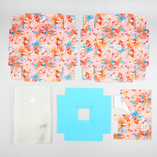 Коробка для цветов с вазой и пластиковыми окнами складная Весенние цветы, 16?23?16 см