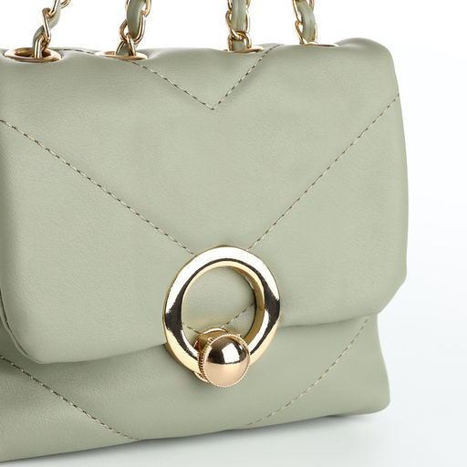 Сумка женская мессенджер на клапане, 17.5×6×14.5 см, оливковая