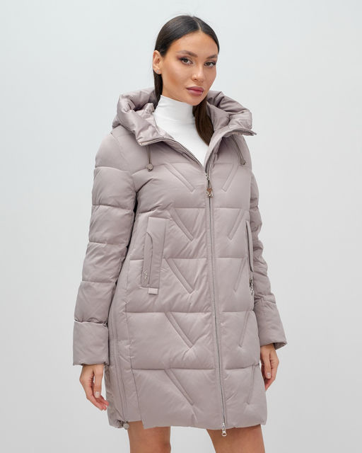 Куртка зимняя женская классическая с капюшоном светло-коричневого цвета 7671SK - Visdeer фото 8