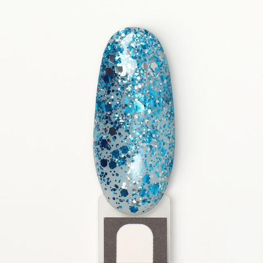 Гель лак для ногтей, GLITTER FLASH, 3-х фазный, 8мл, LED/UV, цвет прозрачный/голубой (04) - Queen fair фото 9