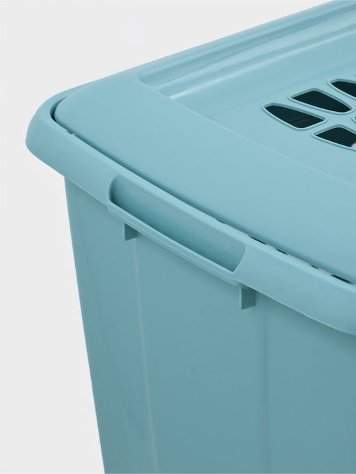 Корзина для белья с крышкой «Молетта», 60 л, 47.9×36.9×55 см, прямоугольная, бирюзовая