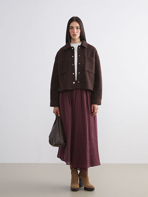 G?mlek Yaka Oversize Kad?n Pel?? Ceket