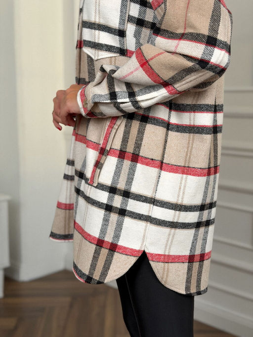 Рубашка DilanaVIP 2127 бежевая клетка