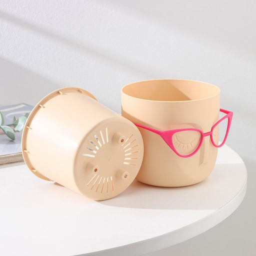 Кашпо для цветов со вставкой Мари, 650 мл, d=11.5 см, h=10.5 см, бежевое