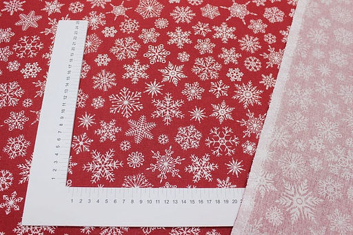 Бязь Белые снежинки цв.винтажный темно-красный, ш.1.5м, хлопок-100%, 120гр/м.кв - Купава фото 3