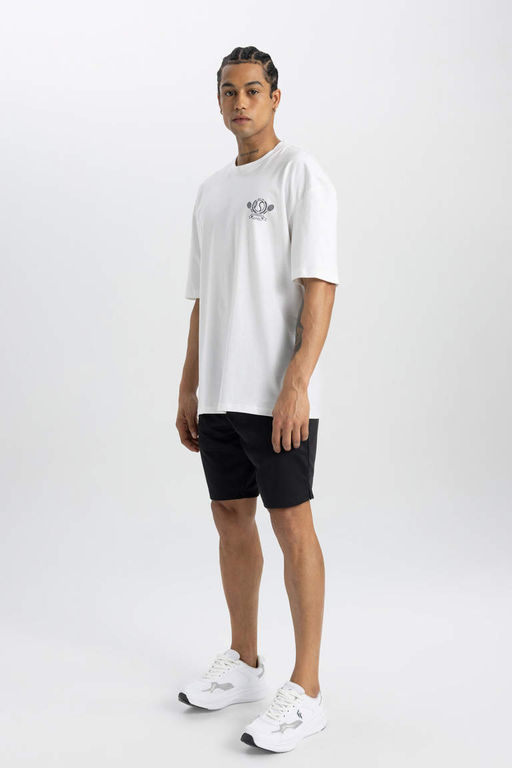 DeFactoFit Футболка Oversize с круглым вырезом и короткими рукавами с принтом на спине  фото 2