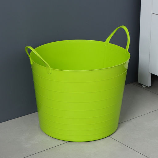 Корзина для белья мягкая, 27 л, d=37.5 см, h=30 см, ярко-зелёная