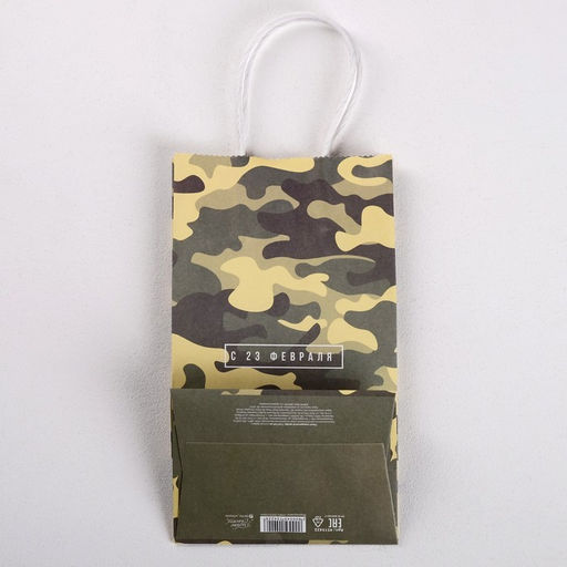 Цена за 2 шт. Пакет подарочный крафт, упаковка, С 23 февраля, 21?12?9 см