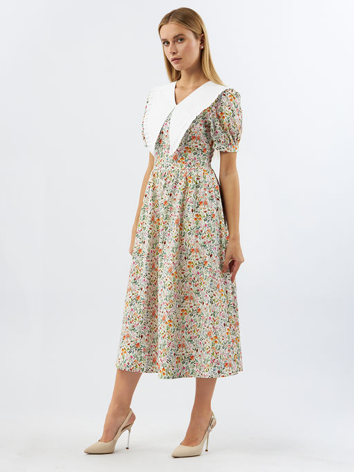 Платьеиз хлопка с большим контрастным воротником OD-935-2