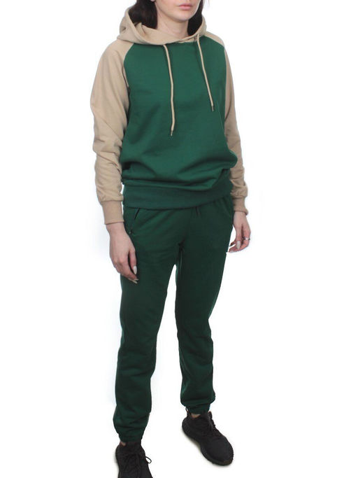 NOE103 BEIGE/GREEN Костюм спортивный женский (хлопок 90%, полиэстер 10%) - Fashion фото 5