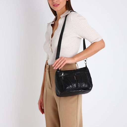 Сумка женская на одно плечо, на молнии, цвет чёрный - Simaland фото 6