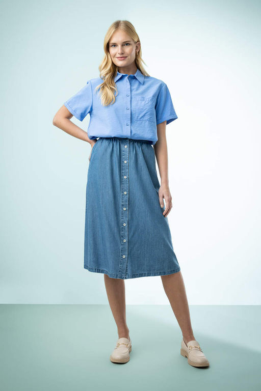 Джинсовая длинная юбка-трапеция - Defacto фото 2