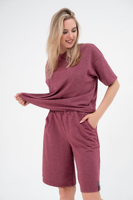 Костюм из футера унисекс бордо-меланж - Амадэль фото 5