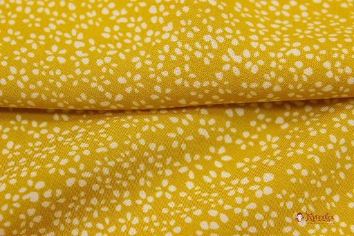 Штапель Мелкая цветочная рябь на желтой горчице, ш.1.44м, вискоза-100%, 90гр/м.кв - Купава фото 10