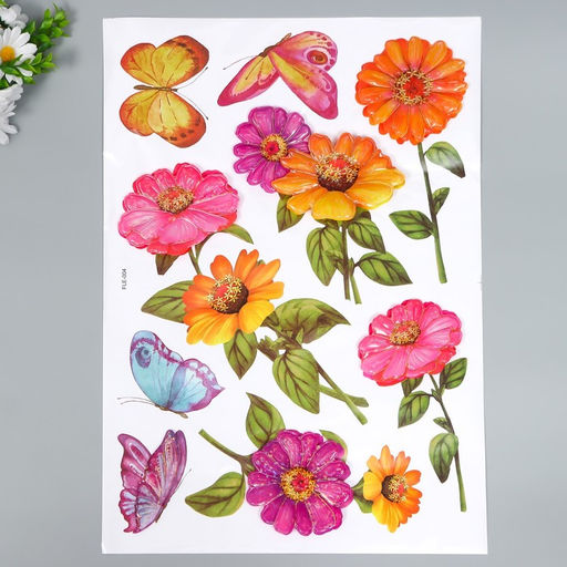 Наклейка пластик интерьерная 3D "Герберы" 50х35 см