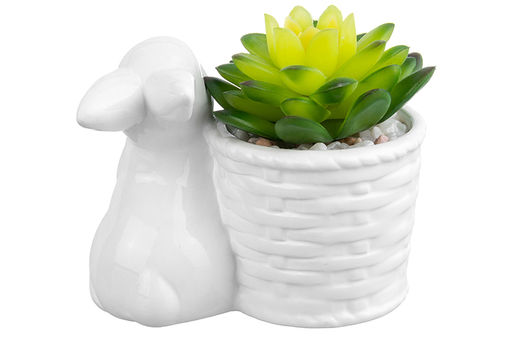 Кашпо-фигурка 11*7,5*10 см Зайчик с цветком - Elan gallery фото 12