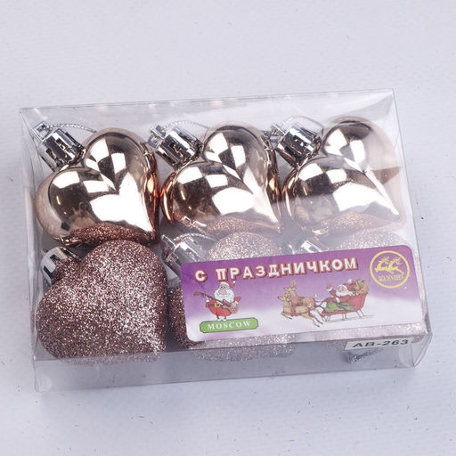 Набор елочных шаров беж.в форме сердца 6 шт - Family фото 2