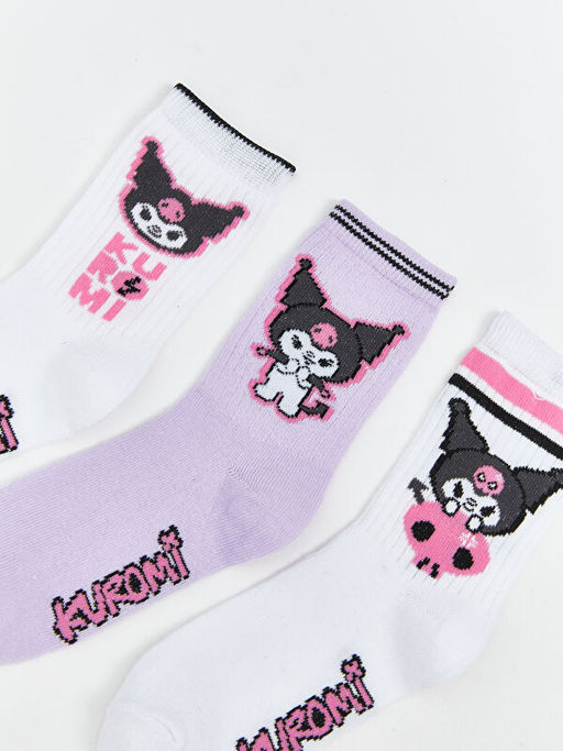 Kuromi Desenli K?z ?ocuk Soket ?orap 3l?