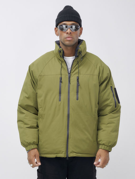 Куртка двухсторонняя мужская молодежная зимняя зеленого цвета 25308Z - Mtforce фото 6