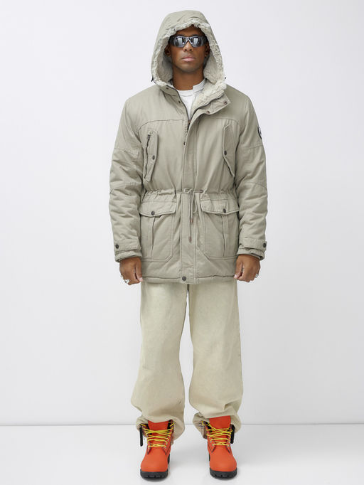 Парка мужская зимняя удлиненная с мехом бежевого цвета 2606B - Mtforce фото 6