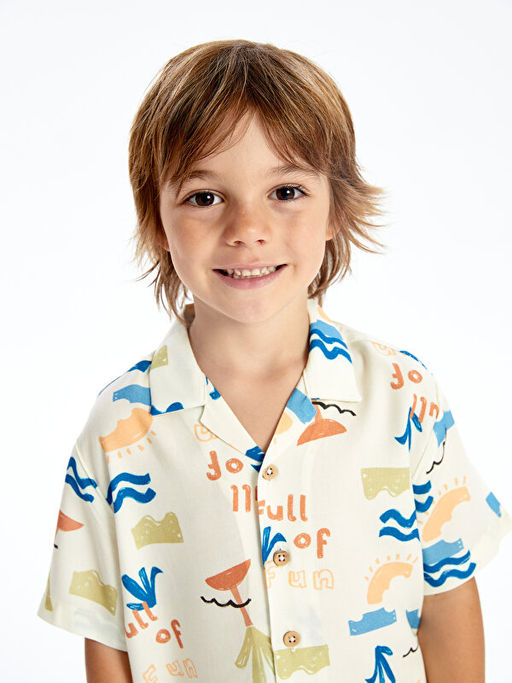 K?sa Kollu Bask?l? Erkek Bebek G?mlek