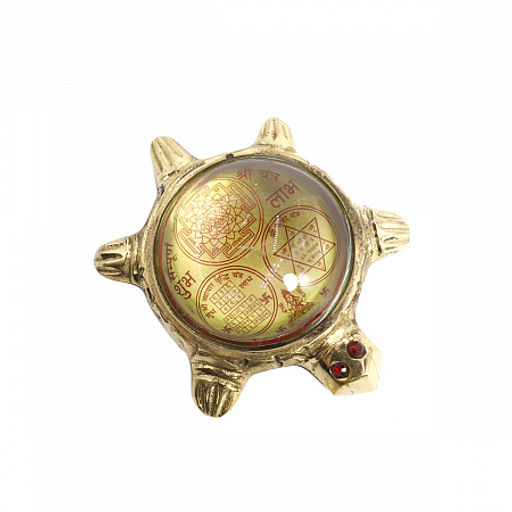 ЧЕРЕПАШКА c Янтрами на богатство латунь и стекло h-2,2см d-7см-9см - Сандаловый дом фото 3