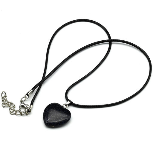 Кулон на шею из авантюрина синего Сердце 20*22мм на шнурке, 45см