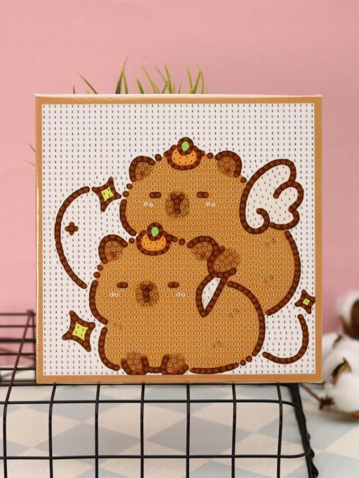 Алмазная мозаика на подрамнике Draw Me! Two capybaras, (20*20 см)
