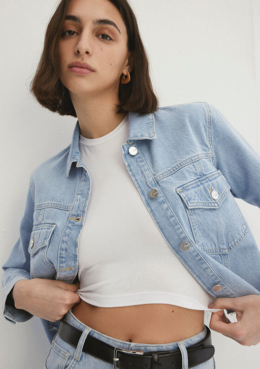 Thalia Mavi Premium Buz Mavi Jean Ceket фото 2