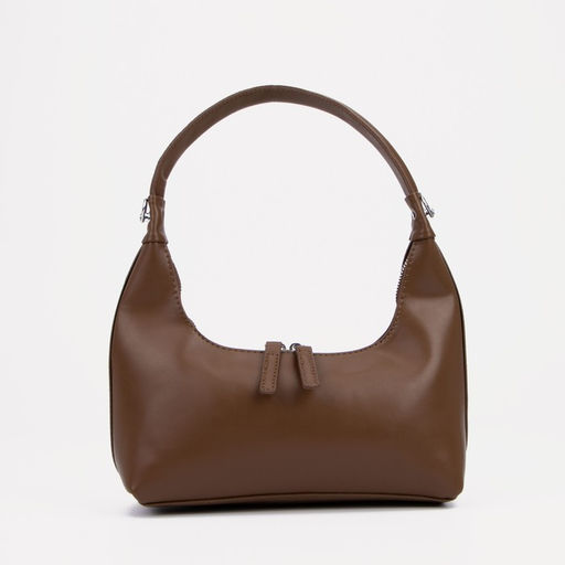 Сумка женская багет на молнии, 26×7×13 см, тёмно-коричневая