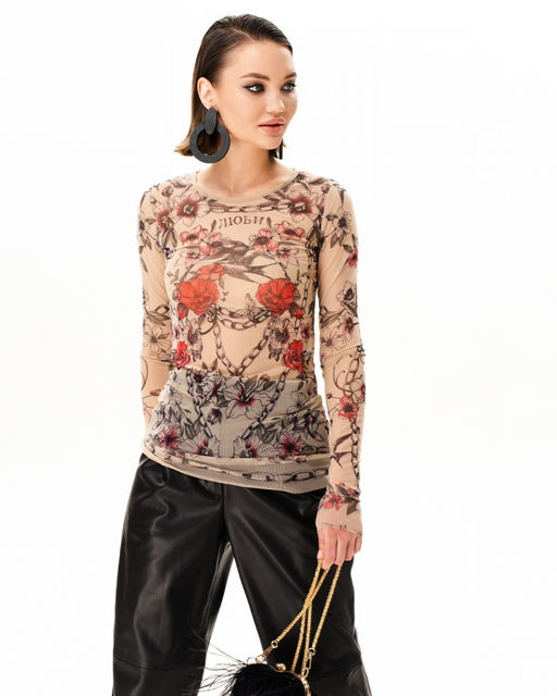 Лонгслив из сетки с круглым вырезом 457.4 - Sahar art lab фото 5