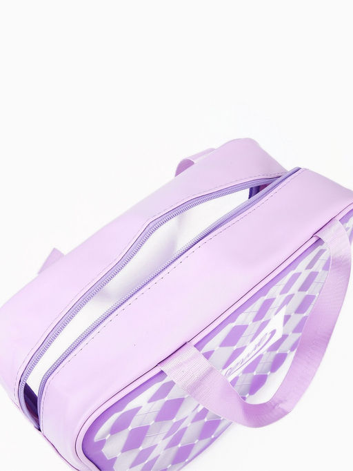 Косметичка на молнии для бассейна, большая, с ручками, с принтом «Ромбы», сиреневый