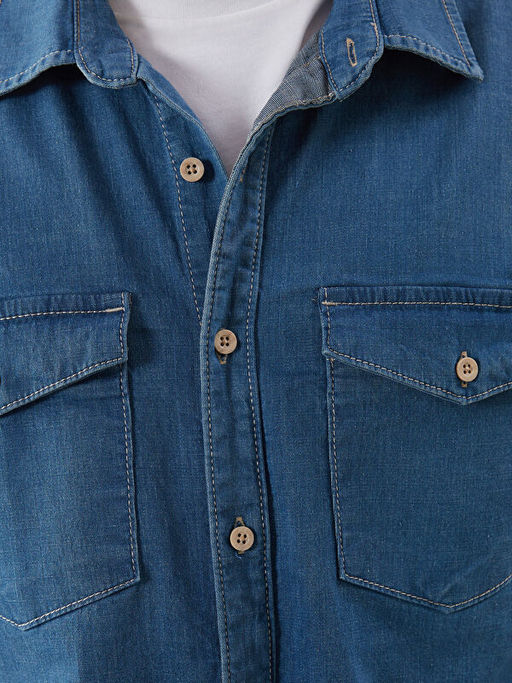 Regular Fit Uzun Kollu Erkek Jean G?mlek