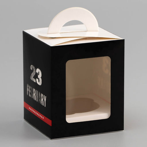 Цена за 5 шт. Коробка для 1 капкейка 23 Февраля, 9.2?9.2?11.1 см