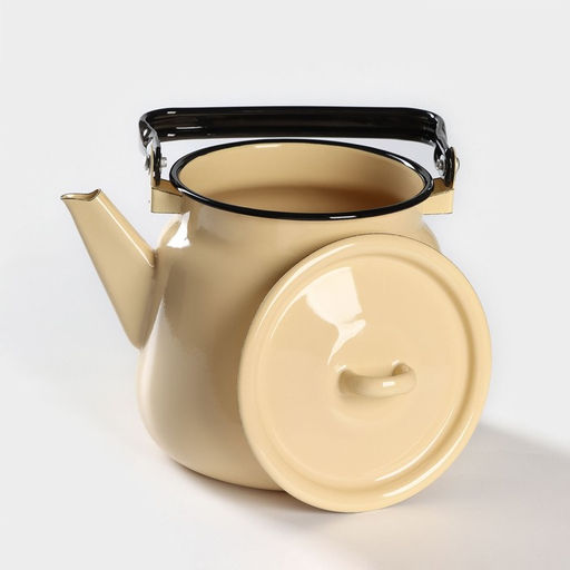 Чайник эмалированный, 3.5 л, без деколи, цвет бежевый