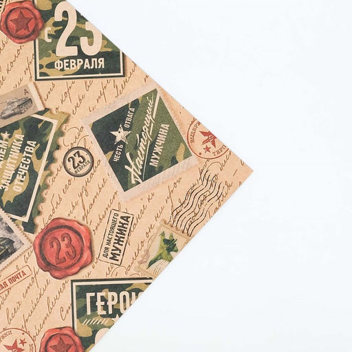 Цена за 10 шт. Бумага упаковочная крафтовая Герою с 23 февраля, 50?70 см