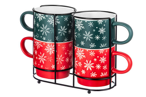 Набор 4 кружек 350 мл 13,5*9*8,5 см на металлической подставке - Elan gallery фото 4