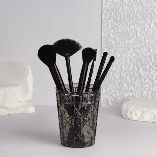 Цена за 2 шт. Подставка для хранения косметики «Хрусталь», d=8.5×11 см, прозрачная, чёрная