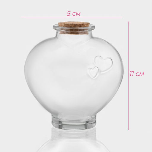 Банка для сыпучих Доляна «Парфе. Амур», 350 мл, 5×11 см, с пробковой крышкой, стекло, прозрачная