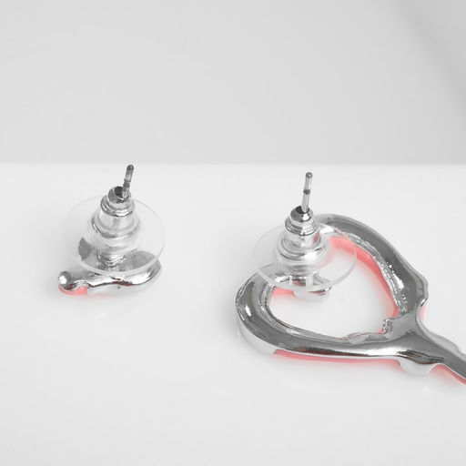 Серьги эмаль Таяние сердечки, цвет розовый в серебре - Queen fair фото 2