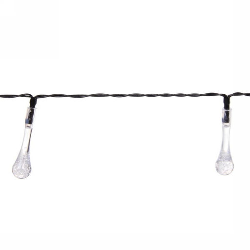 Гирлянда для улицы "Капля росы" 3 м 20 ламп LED чёрный провод, 2 реж.,IP55, Теплый белый (солнечная батарея)