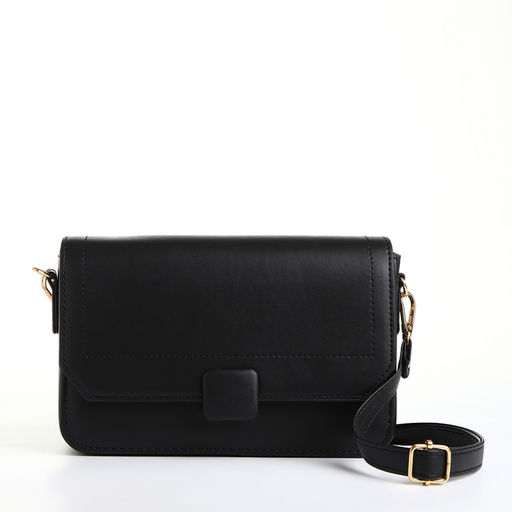 Сумка женская мессенджер на магните, 20×7×12 см, чёрная