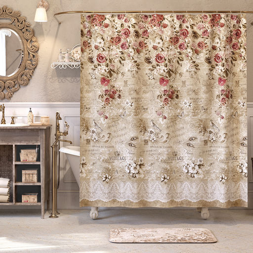 Штора для ванной комнаты, полиэстер, 180*180 см, VINTAGE FLOWERS, шт - Valiant фото 4