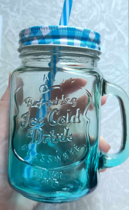 Кружка стекло, 450 мл, с крыш, с трубочкой, SDFG0114-1 (298236) - Daniks фото 4