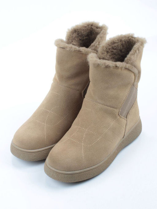04-PAL272-5Z GREEN/SANDY Ботинки зимние женские (натуральная замша, 100% шерсть, натуральный мех)