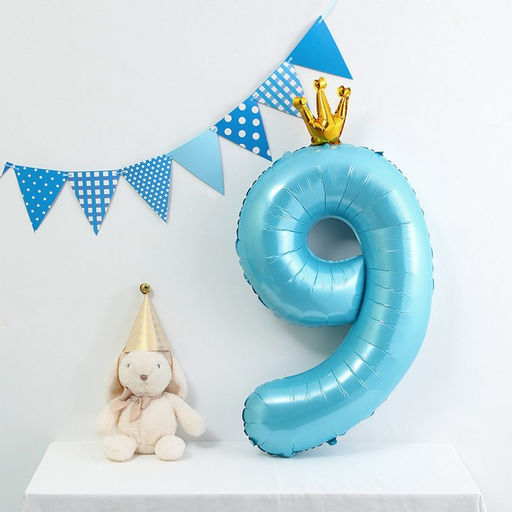 Воздушный шар фольгированный 40" «Цифра 9 с короной»