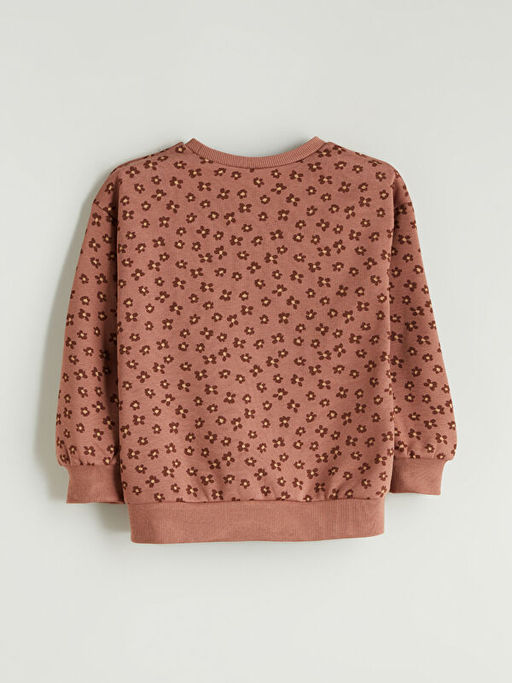 Bisiklet Yaka ?i?ekli K?z ?ocuk Sweatshirt