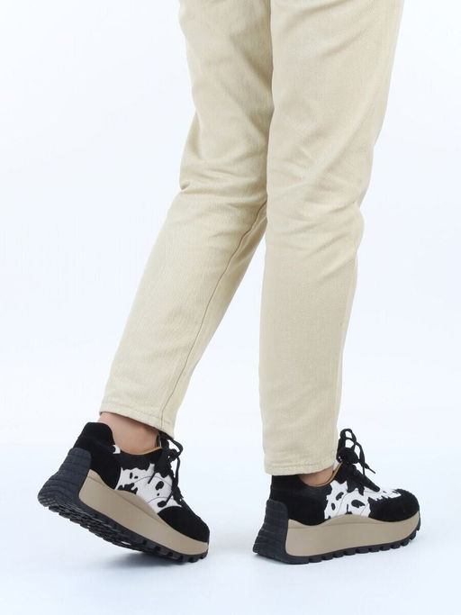 04-PDH362-3 BLACK Кроссовки демисезонные женские (натуральная замша, натуральная кожа)