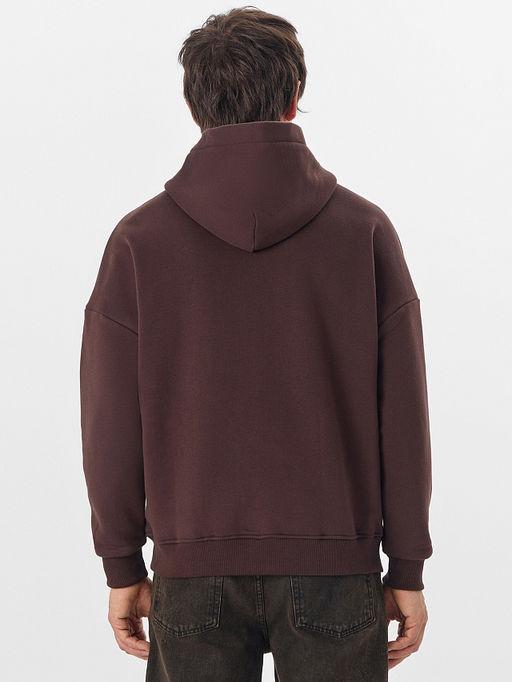 Теплая толстовка мужская коричневая на молнии