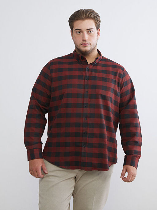 Regular Fit Uzun Kollu Ekose Gabardin Erkek G?mlek